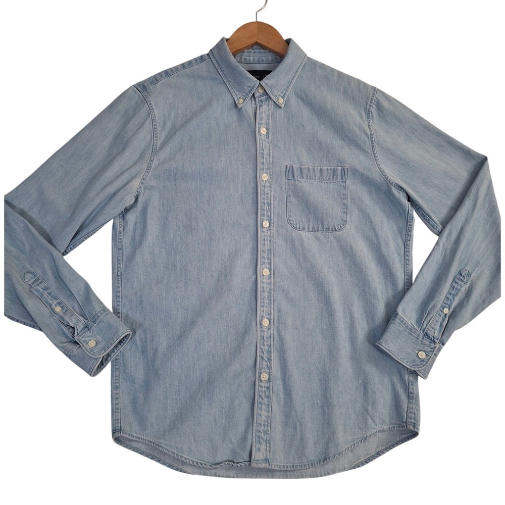 Abercrombie & Fitch Button Down Chambray Shirt Blue Mens Medium Light Wash Denim